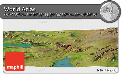 Satellite Panoramic Map of the Area around 64° 20' 33" N, 21° 10' 29" W