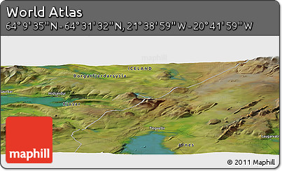 Satellite Panoramic Map of the Area around 64° 20' 33" N, 21° 10' 29" W