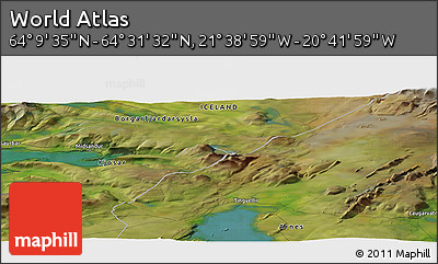 Satellite Panoramic Map of the Area around 64° 20' 33" N, 21° 10' 29" W