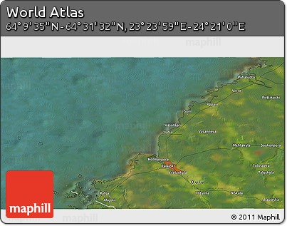 Satellite 3D Map of the Area around 64° 20' 33" N, 23° 52' 30" E