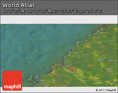Satellite 3D Map of the Area around 64° 20' 33" N, 23° 52' 30" E
