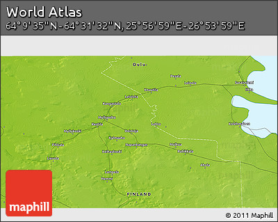 Physical 3D Map of the Area around 64° 20' 33" N, 26° 25' 29" E