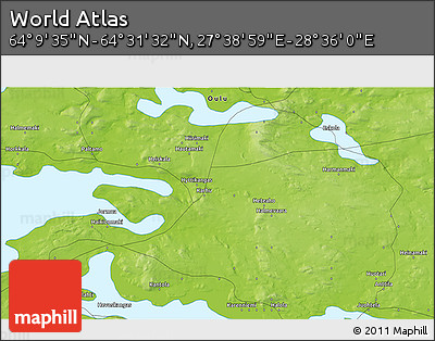 Physical 3D Map of the Area around 64° 20' 33" N, 28° 7' 30" E