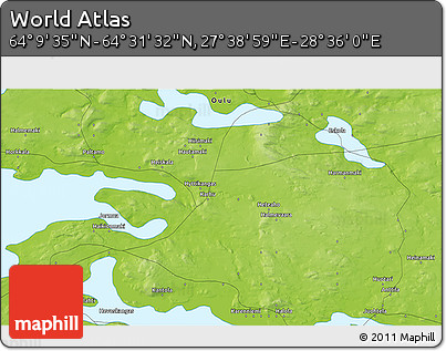 Physical 3D Map of the Area around 64° 20' 33" N, 28° 7' 30" E