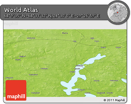 Physical 3D Map of the Area around 64° 20' 33" N, 28° 58' 30" E