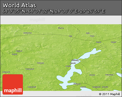 Physical 3D Map of the Area around 64° 20' 33" N, 28° 58' 30" E