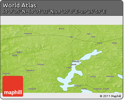 Physical 3D Map of the Area around 64° 20' 33" N, 28° 58' 30" E