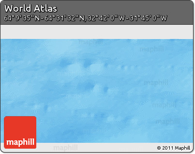 Physical 3D Map of the Area around 64° 20' 33" N, 32° 13' 30" W