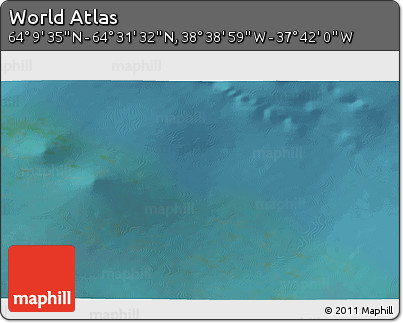 Satellite 3D Map of the Area around 64° 20' 33" N, 38° 10' 29" W