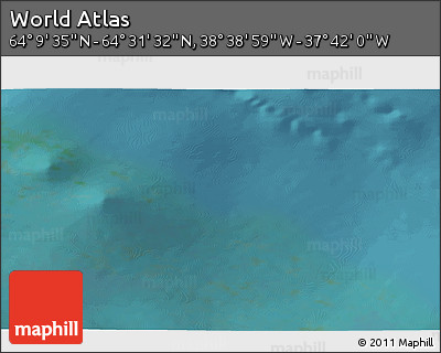 Satellite 3D Map of the Area around 64° 20' 33" N, 38° 10' 29" W