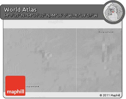 Physical 3D Map of the Area around 64° 20' 33" N, 44° 7' 30" W