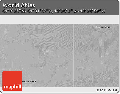 Physical 3D Map of the Area around 64° 20' 33" N, 44° 7' 30" W