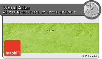 Physical Panoramic Map of the Area around 64° 20' 33" N, 47° 40' 29" E