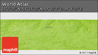 Physical Panoramic Map of the Area around 64° 20' 33" N, 47° 40' 29" E