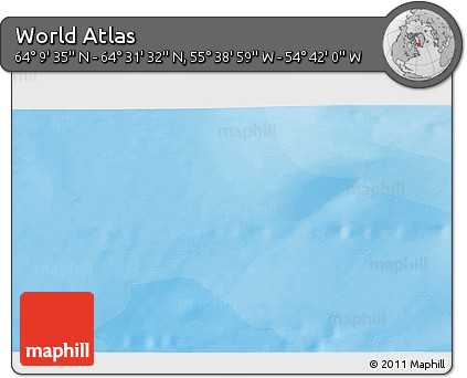 Political 3D Map of the Area around 64° 20' 33" N, 55° 10' 29" W