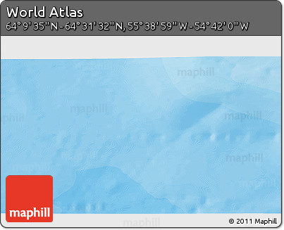 Political 3D Map of the Area around 64° 20' 33" N, 55° 10' 29" W