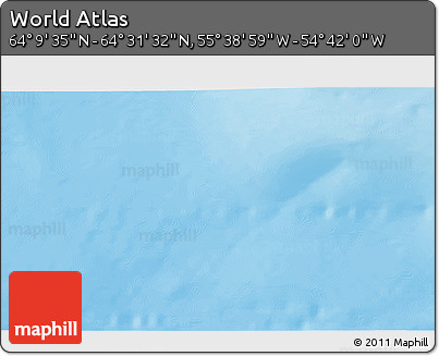 Shaded Relief 3D Map of the Area around 64° 20' 33" N, 55° 10' 29" W