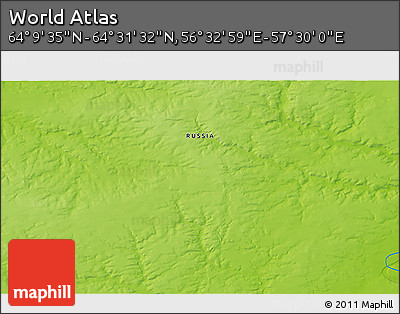 Physical 3D Map of the Area around 64° 20' 33" N, 57° 1' 29" E