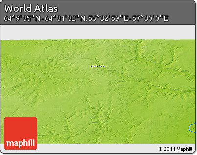 Physical 3D Map of the Area around 64° 20' 33" N, 57° 1' 29" E