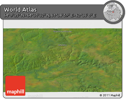 Satellite 3D Map of the Area around 64° 20' 33" N, 62° 7' 30" E