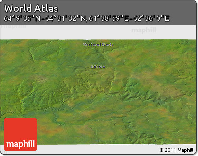 Satellite 3D Map of the Area around 64° 20' 33" N, 62° 7' 30" E