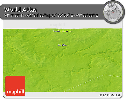 Physical 3D Map of the Area around 64° 20' 33" N, 68° 4' 29" E