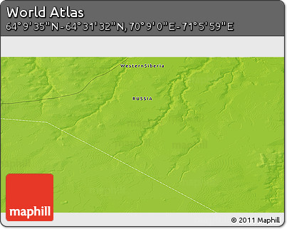 Physical 3D Map of the Area around 64° 20' 33" N, 70° 37' 30" E