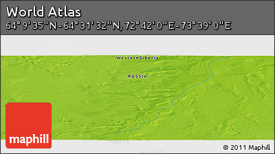 Physical Panoramic Map of the Area around 64° 20' 33" N, 73° 10' 30" E