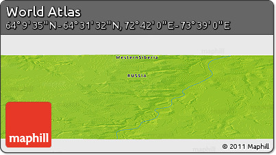 Physical Panoramic Map of the Area around 64° 20' 33" N, 73° 10' 30" E