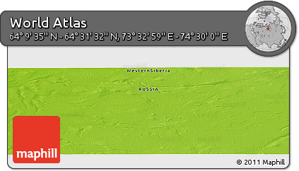 Physical Panoramic Map of the Area around 64° 20' 33" N, 74° 1' 30" E