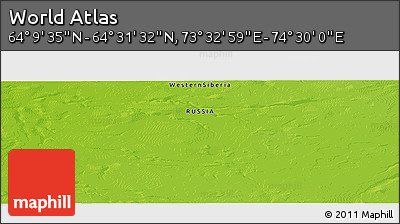 Physical Panoramic Map of the Area around 64° 20' 33" N, 74° 1' 30" E