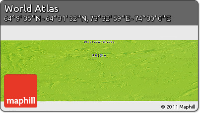Physical Panoramic Map of the Area around 64° 20' 33" N, 74° 1' 30" E
