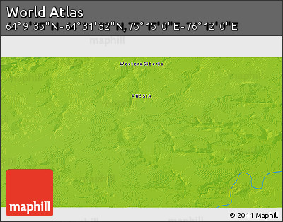 Physical 3D Map of the Area around 64° 20' 33" N, 75° 43' 29" E