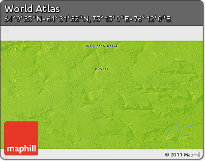 Physical 3D Map of the Area around 64° 20' 33" N, 75° 43' 29" E