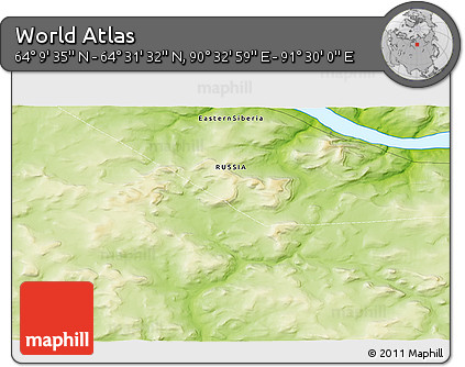 Physical 3D Map of the Area around 64° 20' 33" N, 91° 1' 30" E