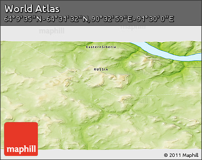 Physical 3D Map of the Area around 64° 20' 33" N, 91° 1' 30" E