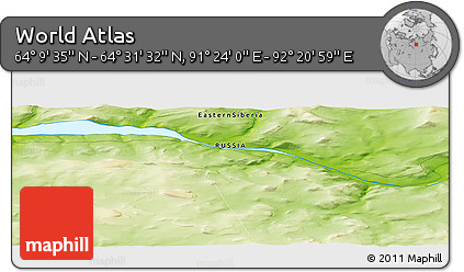 Physical Panoramic Map of the Area around 64° 20' 33" N, 91° 52' 30" E