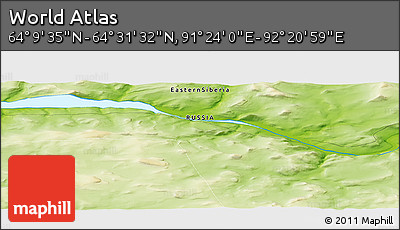 Physical Panoramic Map of the Area around 64° 20' 33" N, 91° 52' 30" E