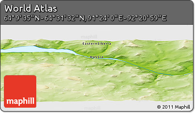 Physical Panoramic Map of the Area around 64° 20' 33" N, 91° 52' 30" E