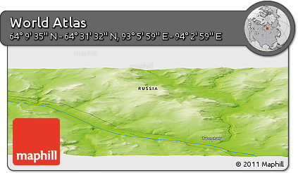 Physical Panoramic Map of the Area around 64° 20' 33" N, 93° 34' 29" E