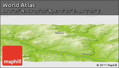 Physical Panoramic Map of the Area around 64° 20' 33" N, 93° 34' 29" E