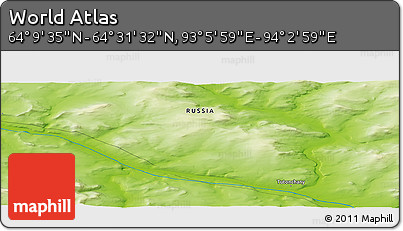 Physical Panoramic Map of the Area around 64° 20' 33" N, 93° 34' 29" E