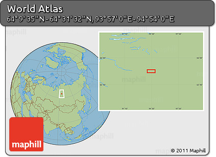 Savanna Style Location Map of the Area around 64° 20' 33" N, 94° 25' 30" E