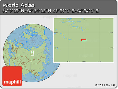 Savanna Style Location Map of the Area around 64° 20' 33" N, 94° 25' 30" E