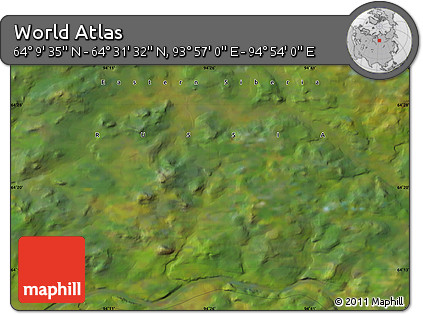 Satellite Map of the Area around 64° 20' 33" N, 94° 25' 30" E