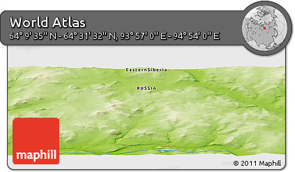 Physical Panoramic Map of the Area around 64° 20' 33" N, 94° 25' 30" E