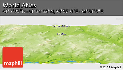 Physical Panoramic Map of the Area around 64° 20' 33" N, 94° 25' 30" E