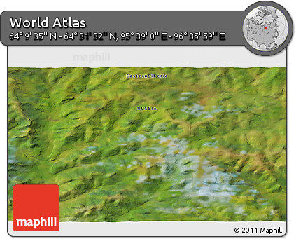 Satellite 3D Map of the Area around 64° 20' 33" N, 96° 7' 30" E