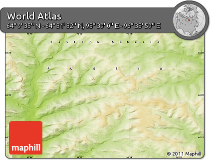 Physical Map of the Area around 64° 20' 33" N, 96° 7' 30" E