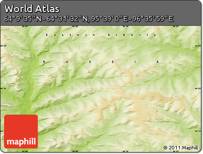 Physical Map of the Area around 64° 20' 33" N, 96° 7' 30" E